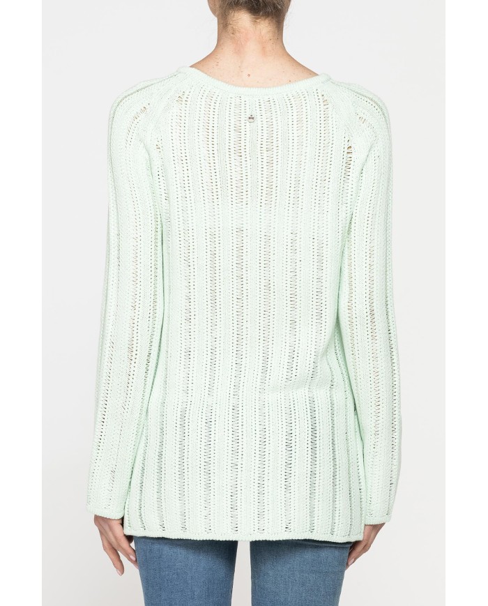 MAGLIA OPENWORK CON SCOLLO A BARCHETTA E MANICA RAGLAN