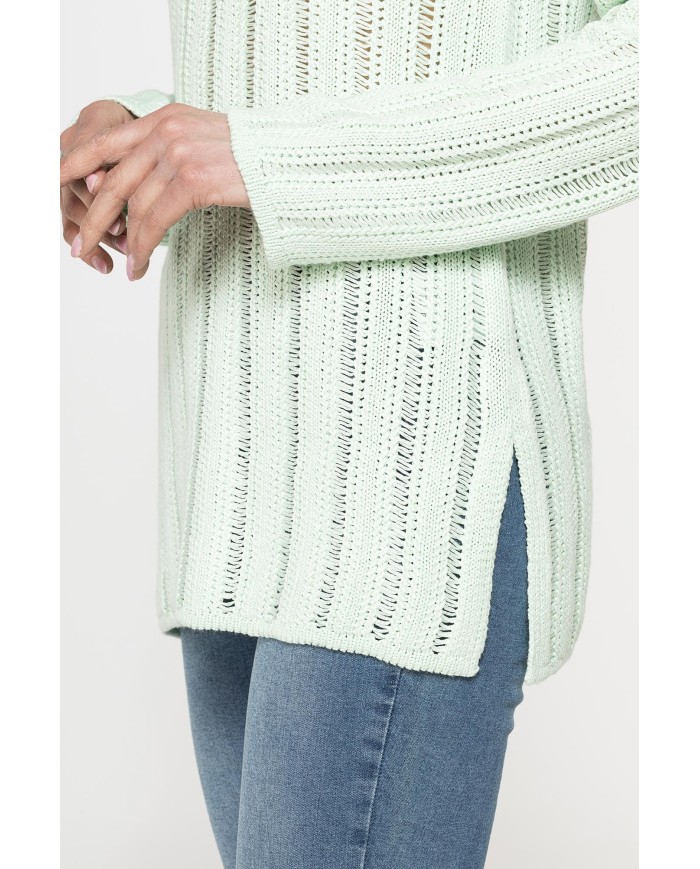 MAGLIA OPENWORK CON SCOLLO A BARCHETTA E MANICA RAGLAN