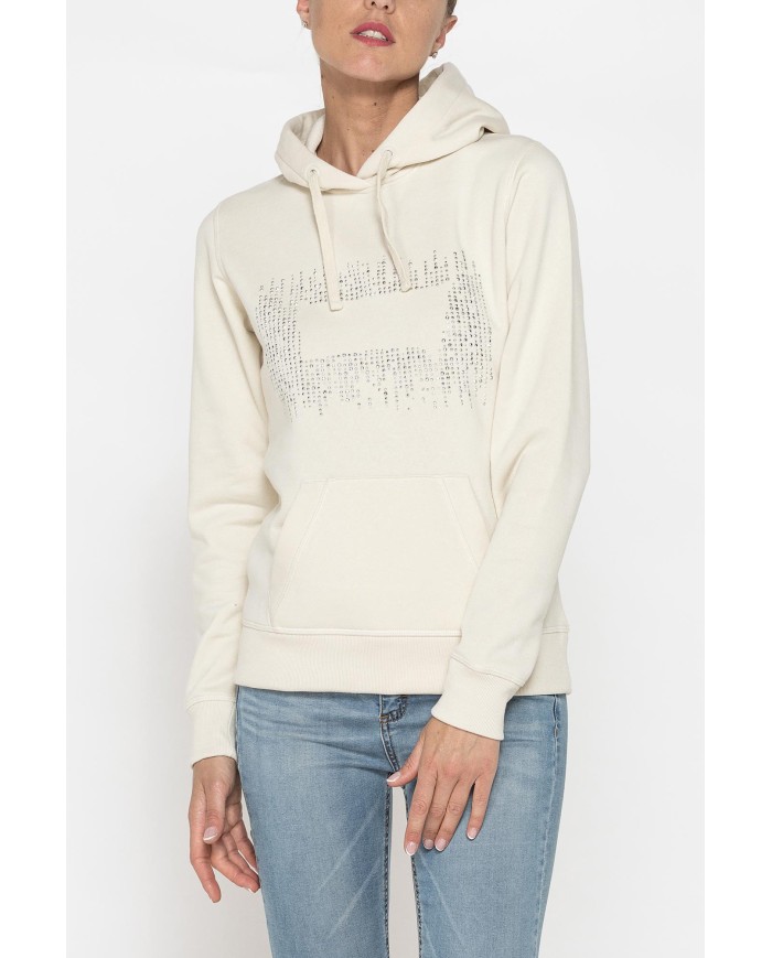 FELPA FELPATA CHIUSA CON CAPPUCCIO E GRAFICA