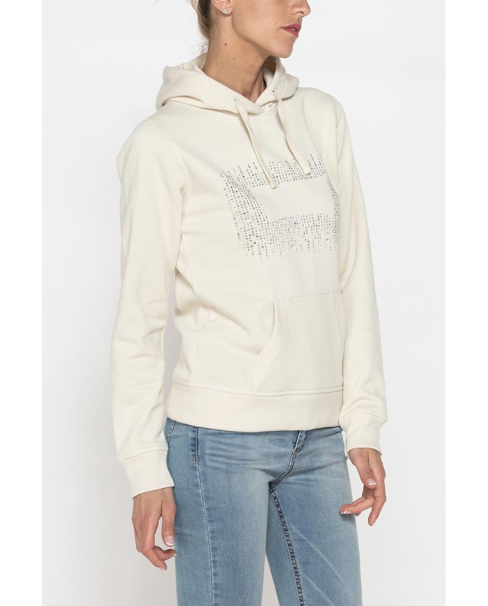 FELPA FELPATA CHIUSA CON CAPPUCCIO E GRAFICA