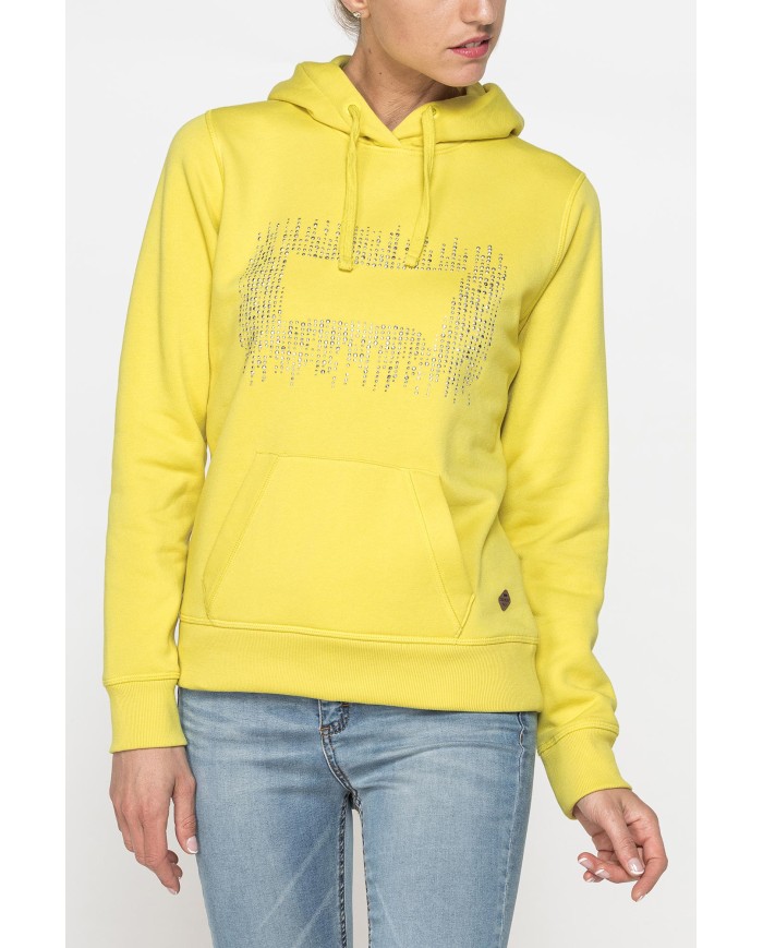 FELPA FELPATA CHIUSA CON CAPPUCCIO E GRAFICA