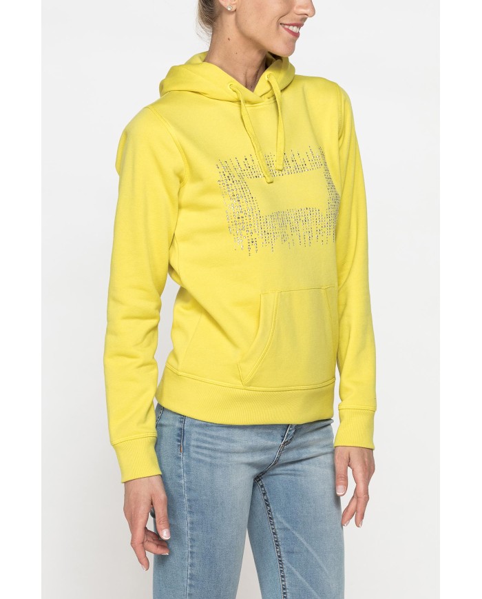 FELPA FELPATA CHIUSA CON CAPPUCCIO E GRAFICA