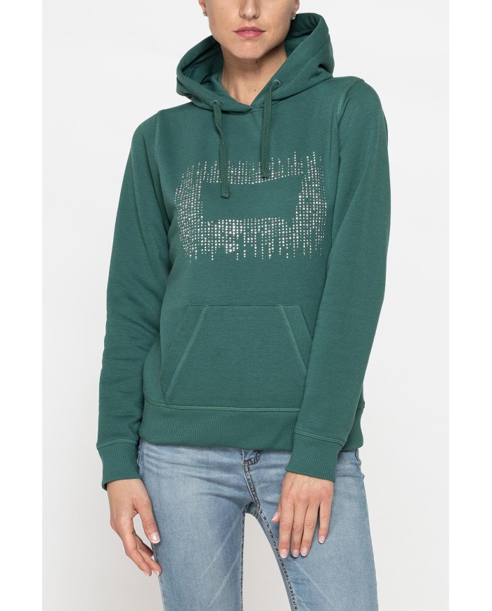 FELPA FELPATA CHIUSA CON CAPPUCCIO E GRAFICA