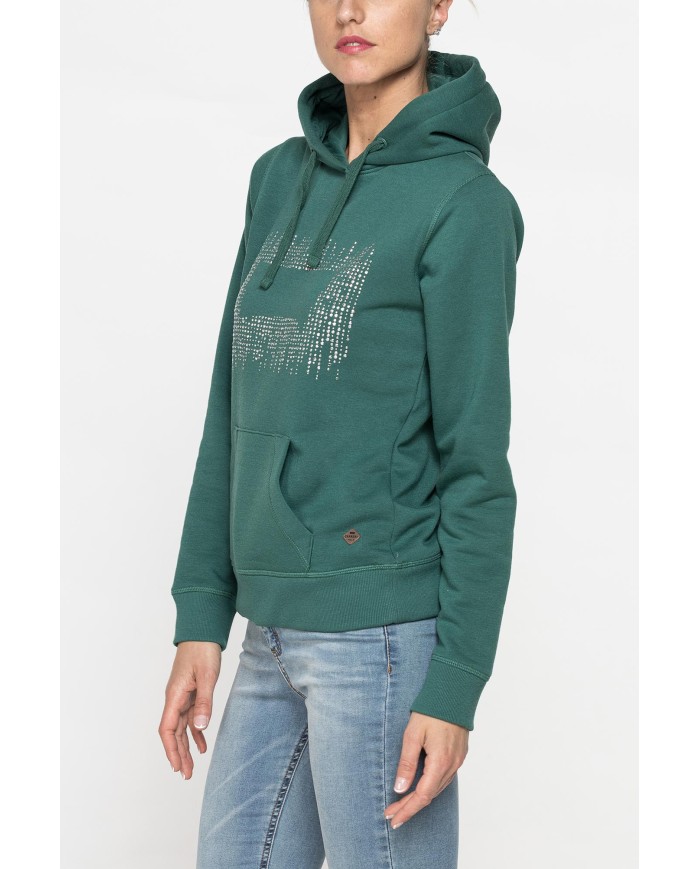 FELPA FELPATA CHIUSA CON CAPPUCCIO E GRAFICA