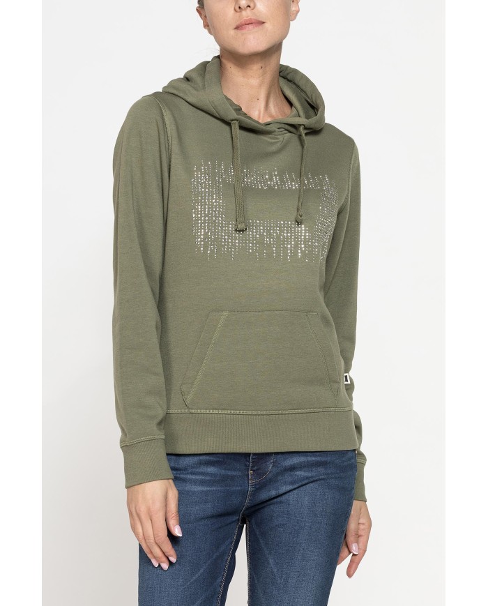 FELPA FELPATA CHIUSA CON CAPPUCCIO E GRAFICA