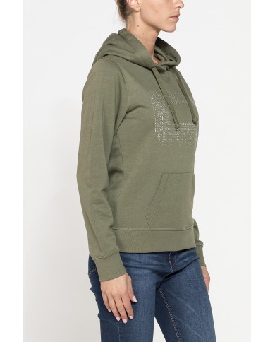 FELPA FELPATA CHIUSA CON CAPPUCCIO E GRAFICA