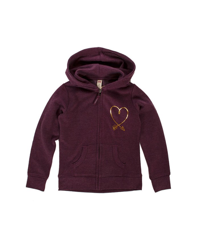 FELPA CON ZIP SUL DAVANTI E CAPPUCCIO