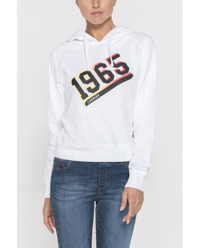 FELPA CORTA CON CAPPUCCIO IN TESSUTO FELPATO