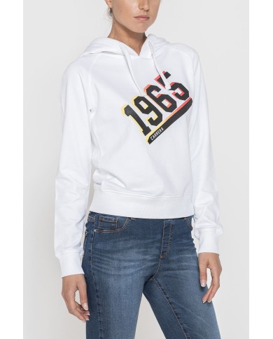 FELPA CORTA CON CAPPUCCIO IN TESSUTO FELPATO