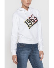 FELPA CORTA CON CAPPUCCIO IN TESSUTO FELPATO