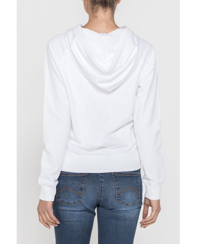 FELPA CORTA CON CAPPUCCIO IN TESSUTO FELPATO