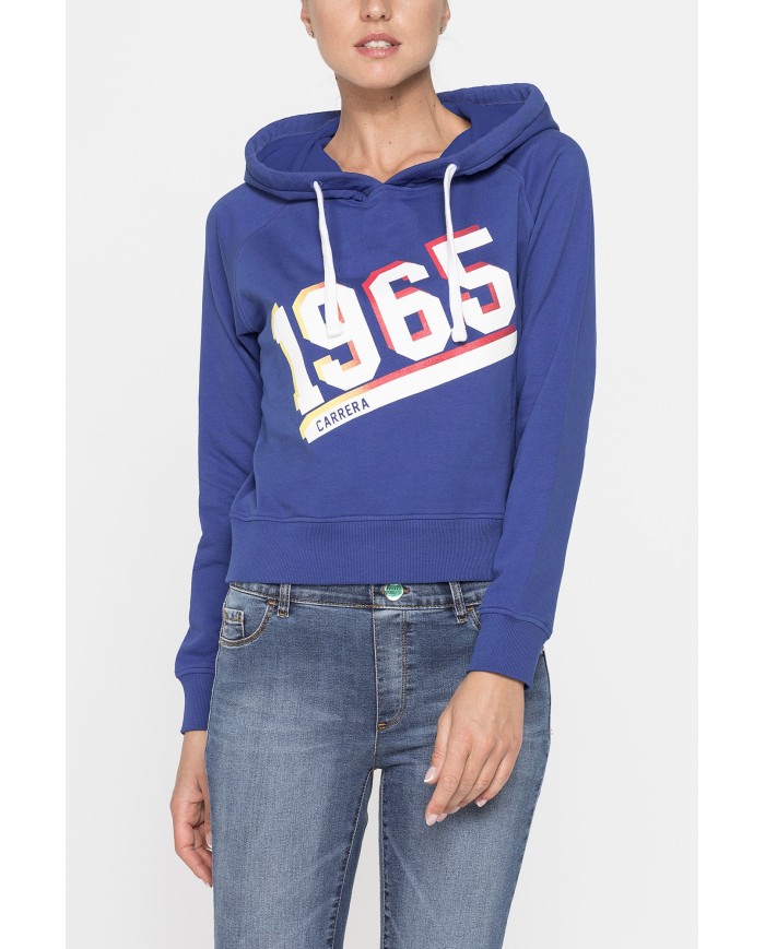 FELPA CORTA CON CAPPUCCIO IN TESSUTO FELPATO