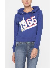 FELPA CORTA CON CAPPUCCIO IN TESSUTO FELPATO