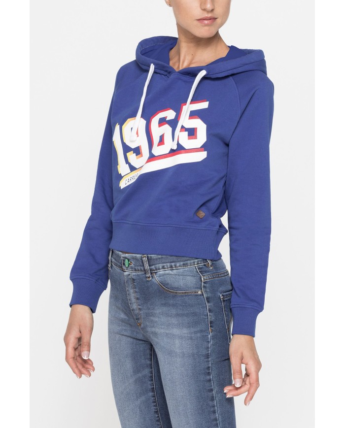 FELPA CORTA CON CAPPUCCIO IN TESSUTO FELPATO