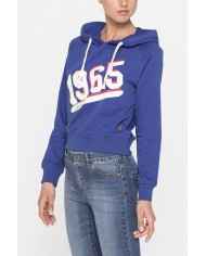 FELPA CORTA CON CAPPUCCIO IN TESSUTO FELPATO