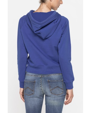 FELPA CORTA CON CAPPUCCIO IN TESSUTO FELPATO