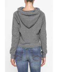 FELPA CORTA CON CAPPUCCIO IN TESSUTO FELPATO