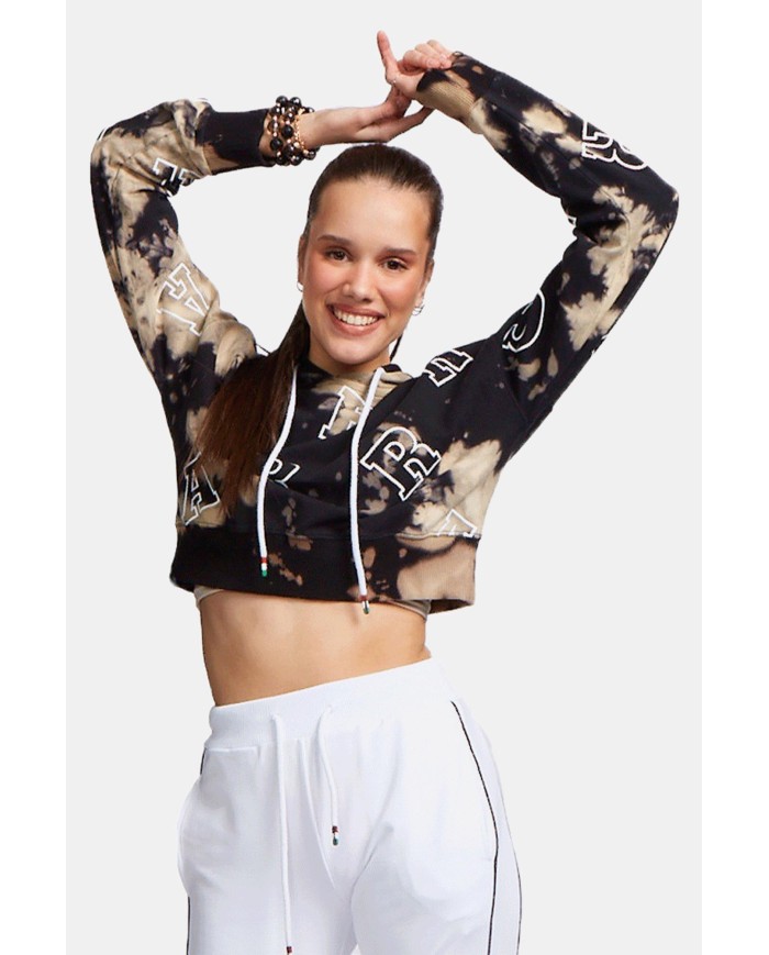 FELPA CROP CON CAPPUCCIO CON TRATTAMENTO