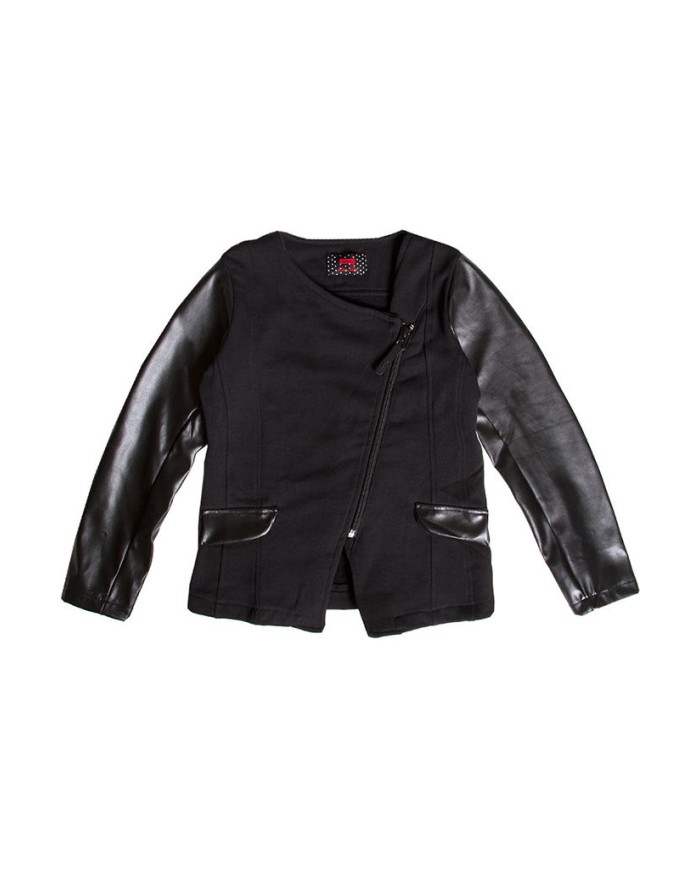 FELPA CON INSERTO FINTA PELLE