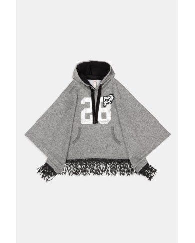 MANTELLA CON CAPPUCCIO IN FELPA COTONE POLYESTERE. Vestibilità regolare.