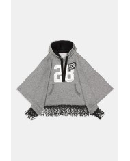 MANTELLA CON CAPPUCCIO IN FELPA COTONE POLYESTERE. Vestibilità regolare.