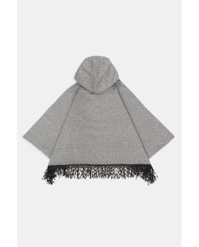 MANTELLA CON CAPPUCCIO IN FELPA COTONE POLYESTERE. Vestibilità regolare.