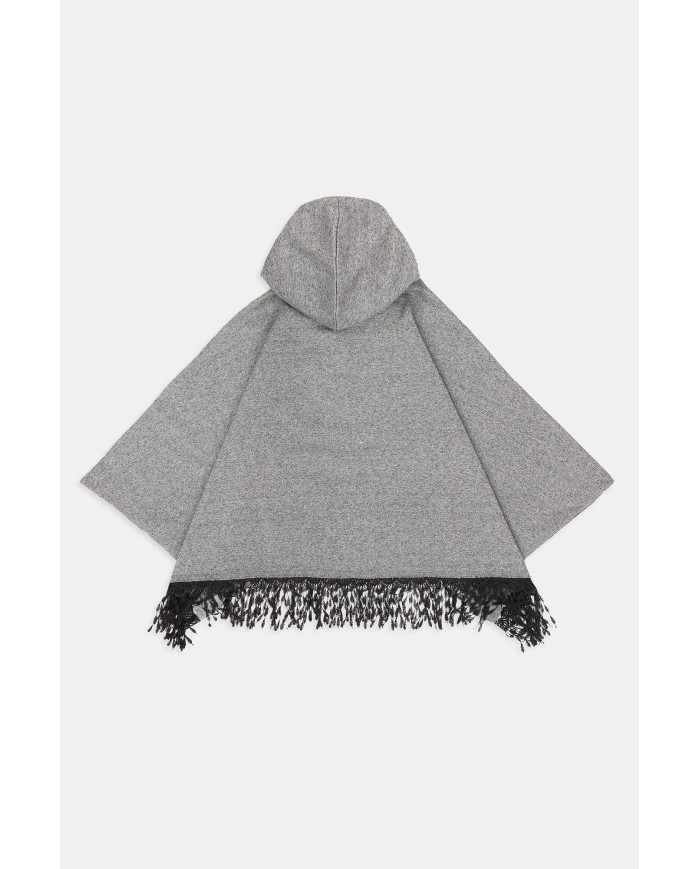 MANTELLA CON CAPPUCCIO IN FELPA COTONE POLYESTERE. Vestibilità regolare.