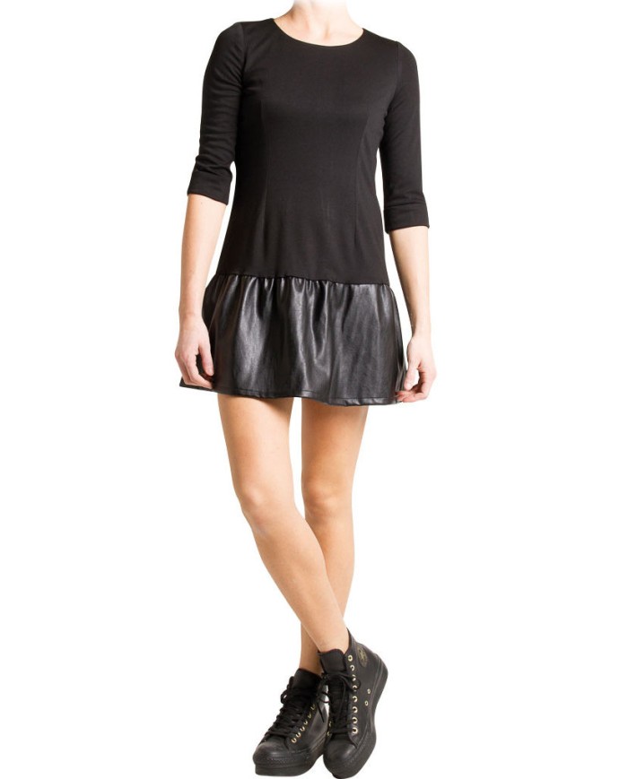 ABITO MINI CON GONNA SIMILPELLE