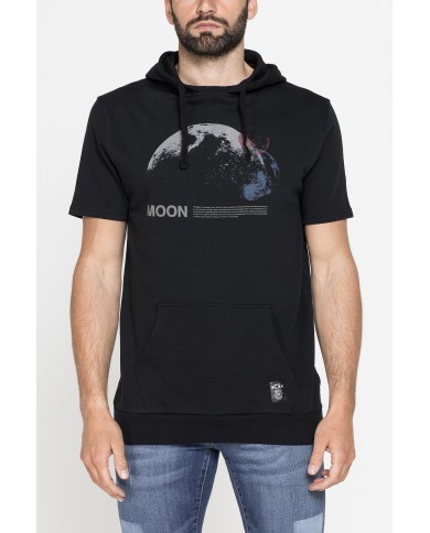 FELPA MANICA CORTA CON CAPPUCCIO