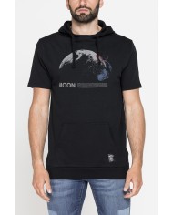 FELPA MANICA CORTA CON CAPPUCCIO