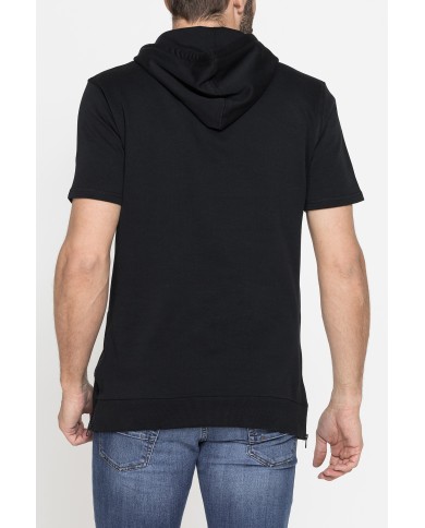 FELPA MANICA CORTA CON CAPPUCCIO