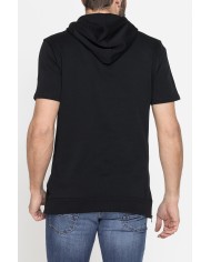 FELPA MANICA CORTA CON CAPPUCCIO