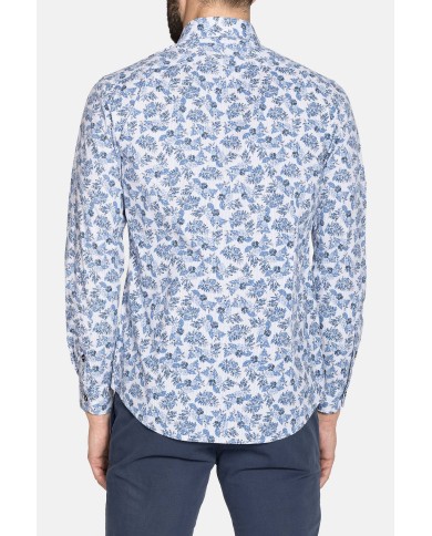 CAMICIA IN POPELINE ELASTICIZZATO CON FANTASIA STAMPATA