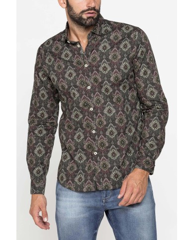 CAMICIA SLIM FIT IN MUSSOLA STAMPATA