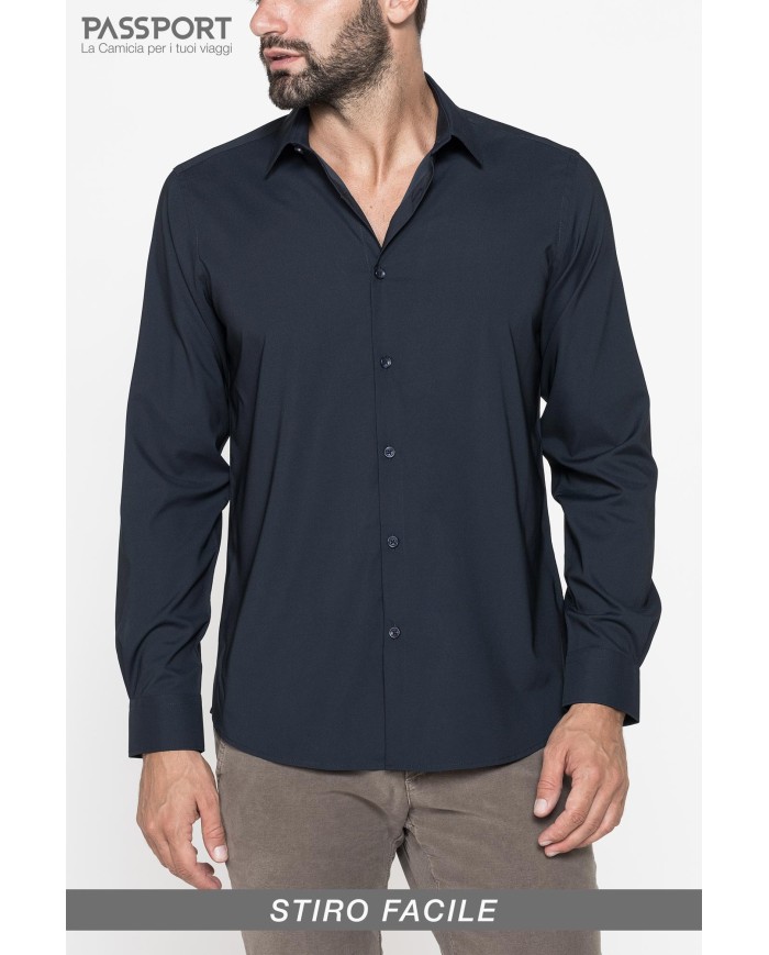 CAMICIA PASSPORT IN TESSUTO COMFORT STRETCH TINTA UNITA