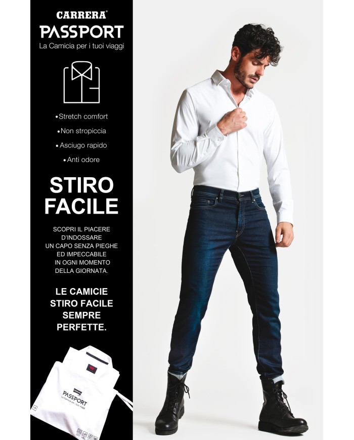 CAMICIA PASSPORT IN TESSUTO COMFORT STRETCH TINTA UNITA