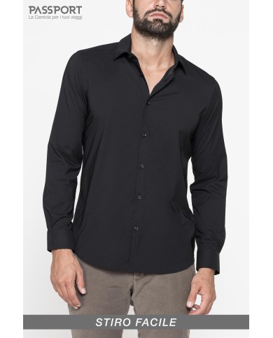 CAMICIA PASSPORT IN TESSUTO COMFORT STRETCH TINTA UNITA