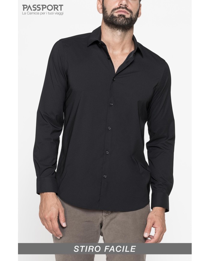 CAMICIA PASSPORT IN TESSUTO COMFORT STRETCH TINTA UNITA