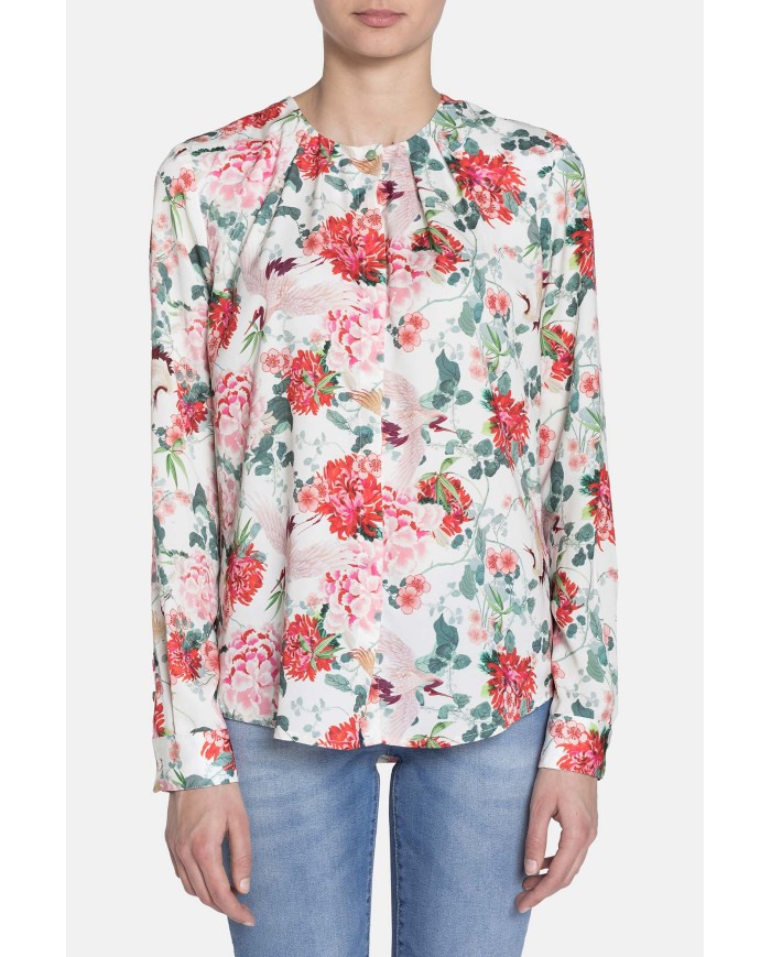 BLUSA GIROCOLLO  IN RASO