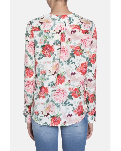 BLUSA GIROCOLLO  IN RASO