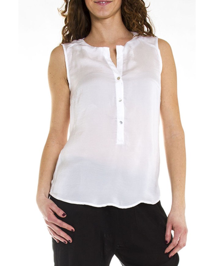 CAMICIA SENZA MANICHE IN RASO
