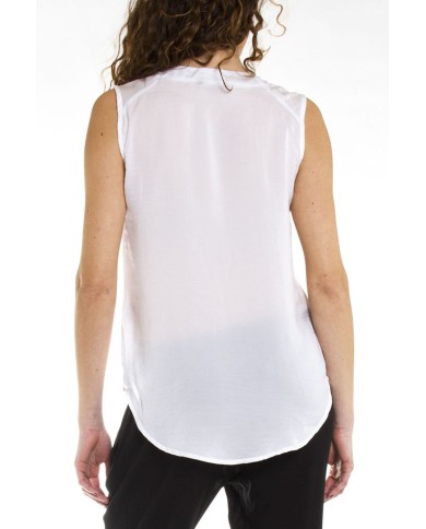 CAMICIA SENZA MANICHE IN RASO