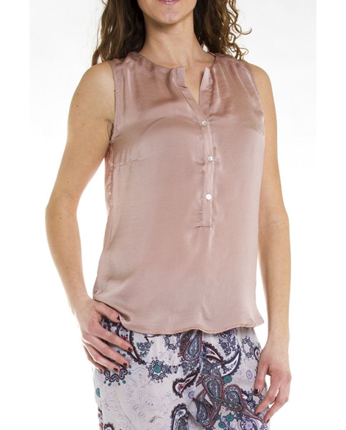 CAMICIA SENZA MANICHE IN RASO