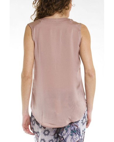 CAMICIA SENZA MANICHE IN RASO