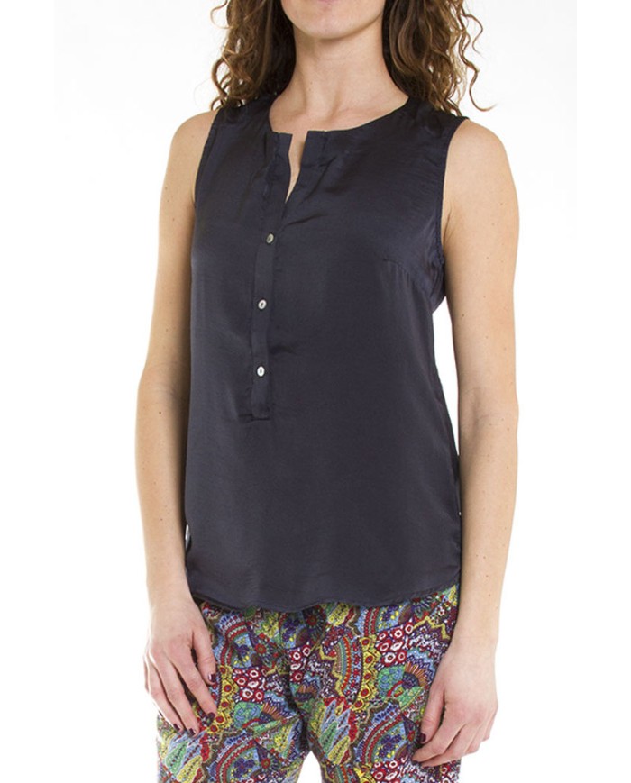 CAMICIA SENZA MANICHE IN RASO