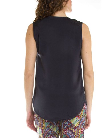 CAMICIA SENZA MANICHE IN RASO