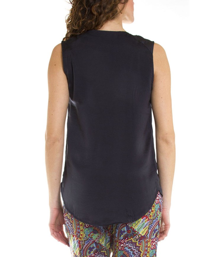 CAMICIA SENZA MANICHE IN RASO