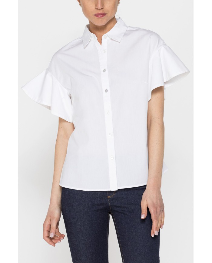 CAMICIA IN POPELINE DI COTONE CON MANICA CORTA VOLANT