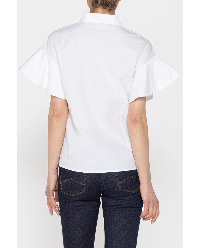 CAMICIA IN POPELINE DI COTONE CON MANICA CORTA VOLANT