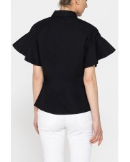 CAMICIA IN POPELINE DI COTONE CON MANICA CORTA VOLANT